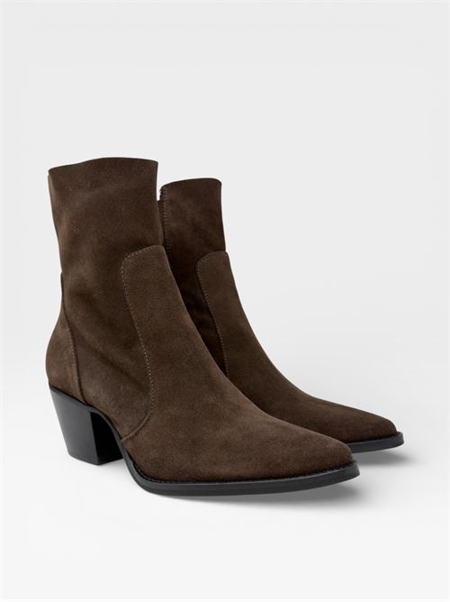 Scarpe da donna stivaletti marroni con tacco nero IL LACCIO | GAIA/LUNA12VELOURT.MORO